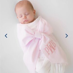 NWT Pink Searsucker Bow Swaddle - The Beaufort Bonnet Company